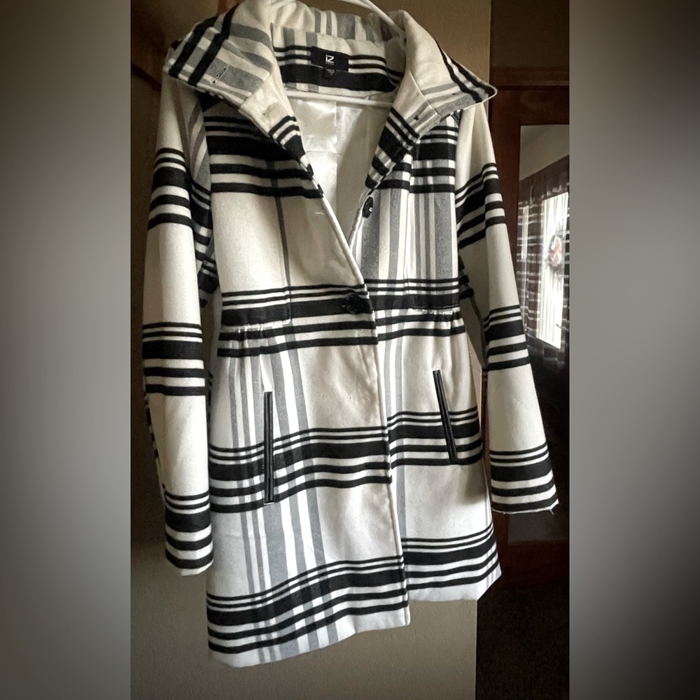 Black and white women’s pea coat